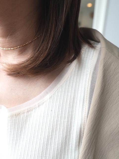 ＜select＞rib tulle tank