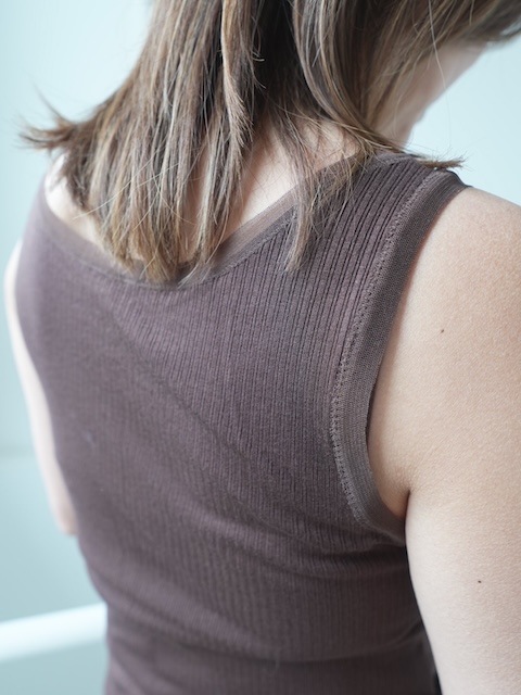 ＜select＞rib tulle tank