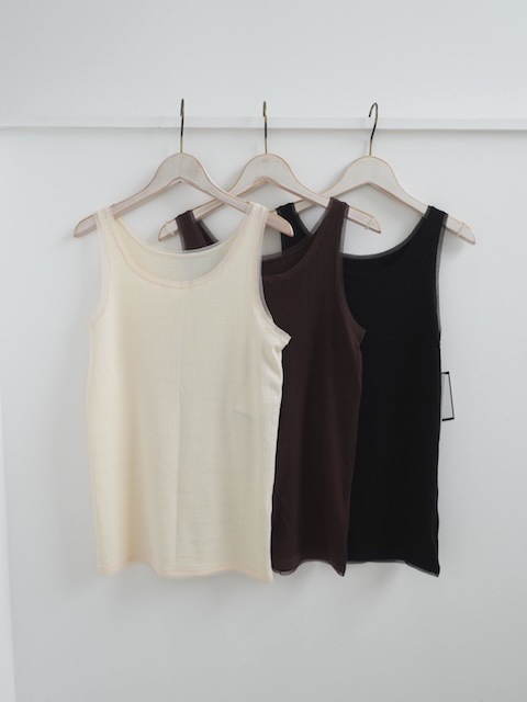 ＜select＞rib tulle tank