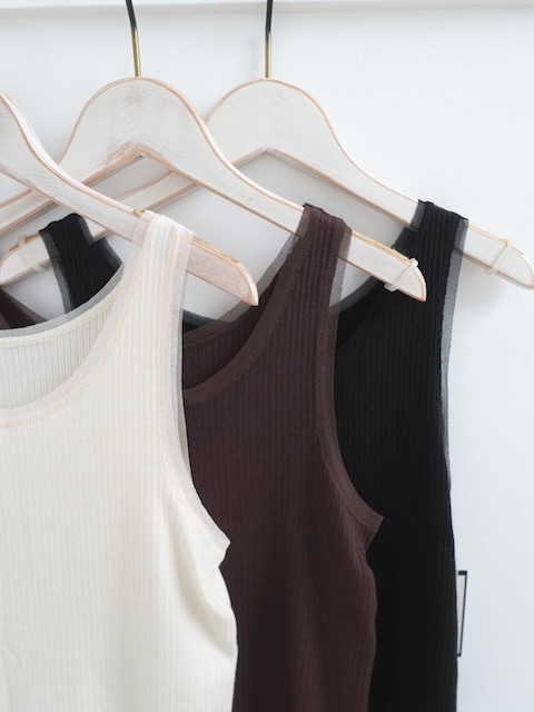 ＜select＞rib tulle tank