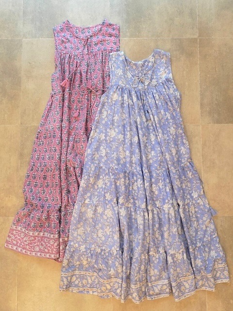 ＜select＞block print dress