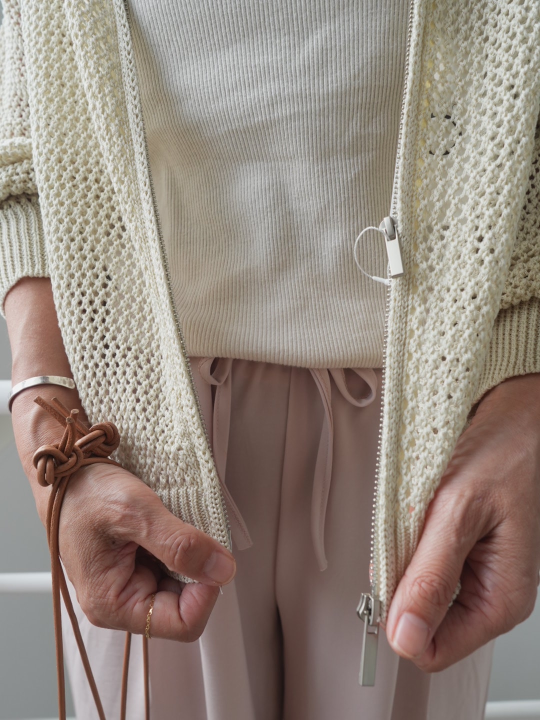 <select>mesh zipup cardigan