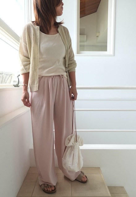 ＜select＞satin like easy pants