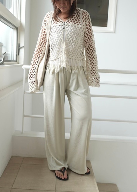 ＜select＞satin like easy pants