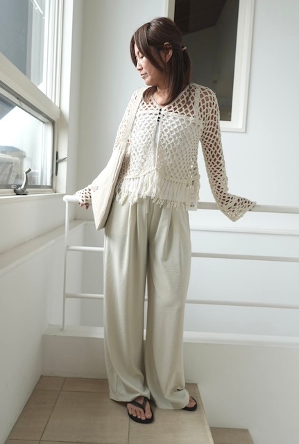 ＜select＞satin like easy pants