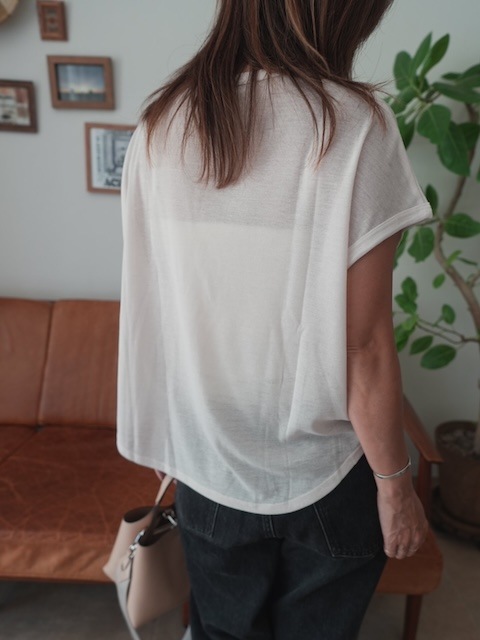 ＜select＞simple sheer french sleeve tops