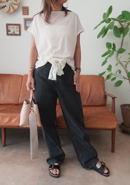 ＜select＞simple sheer french sleeve tops