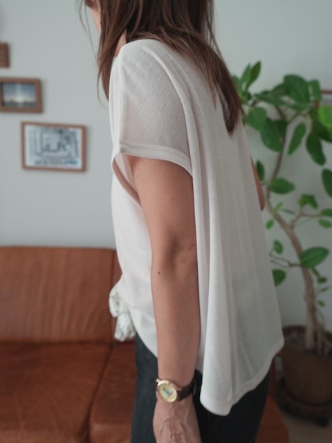 ＜select＞simple sheer french sleeve tops