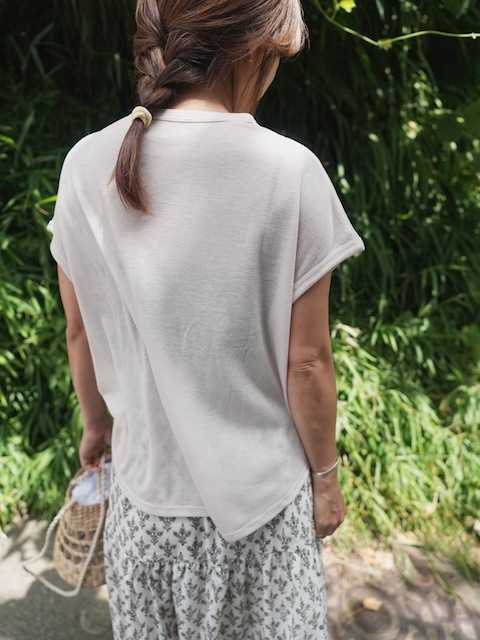 ＜select＞simple sheer french sleeve tops