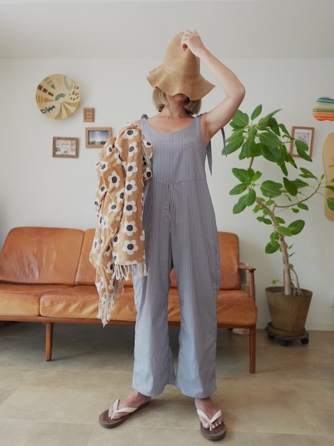 <I'm Laughy>Stripe ”shoulder tie allinone”