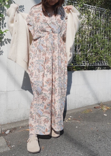 ＜select＞ india block print cotton onepiece