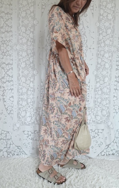 ＜select＞ india block print cotton onepiece