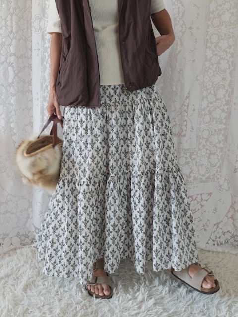 ＜select＞ india block print cotton skirt