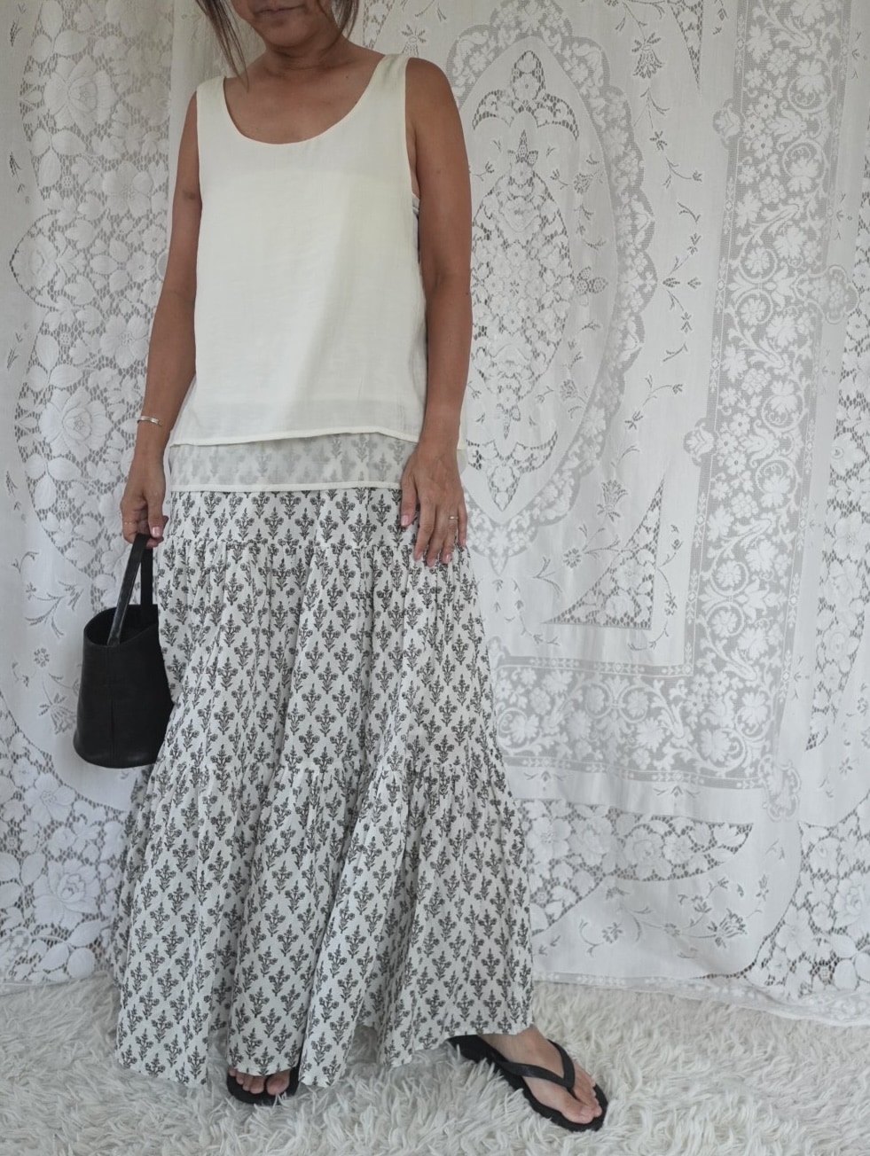 ＜select＞ india block print cotton skirt