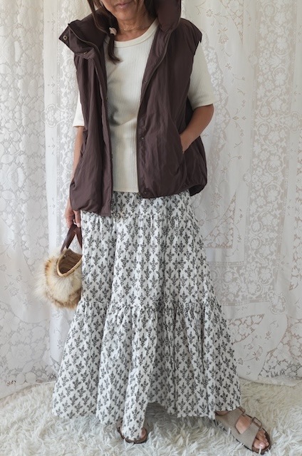 ＜select＞ india block print cotton skirt