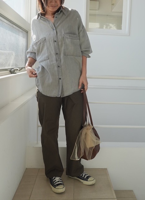 ＜select＞tencel denim over shirt