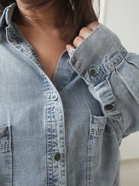 ＜select＞tencel denim over shirt
