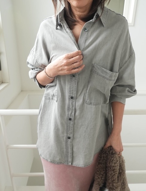 ＜select＞tencel denim over shirt
