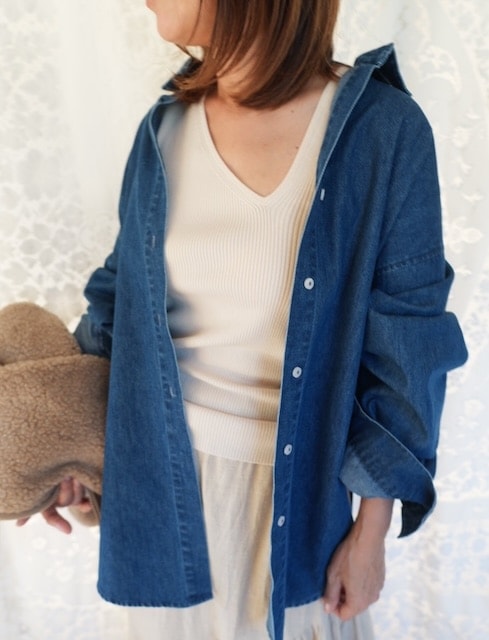 ＜STAUS ANXIETY＞asymmetry neck knit tops