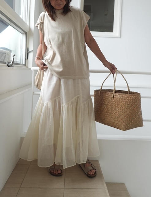 <select>sheer tiered check skirt