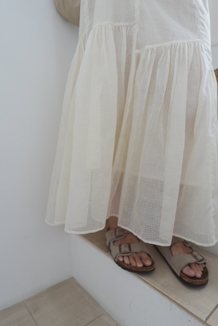 <select>sheer tiered check skirt