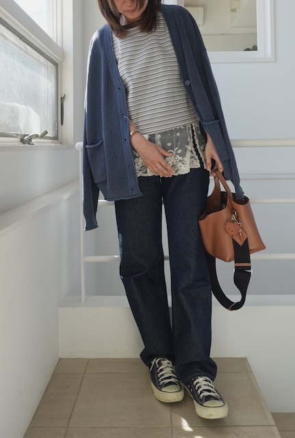 ＜select＞cotton garment dye cardigan