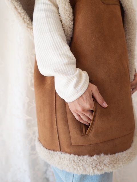 ＜select＞eco mouton reversible vest jacket