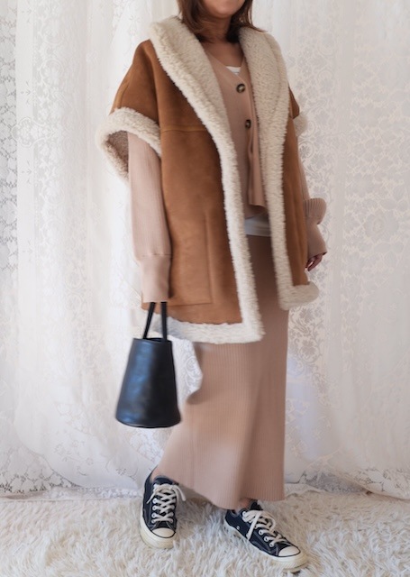 ＜select＞eco mouton reversible vest jacket