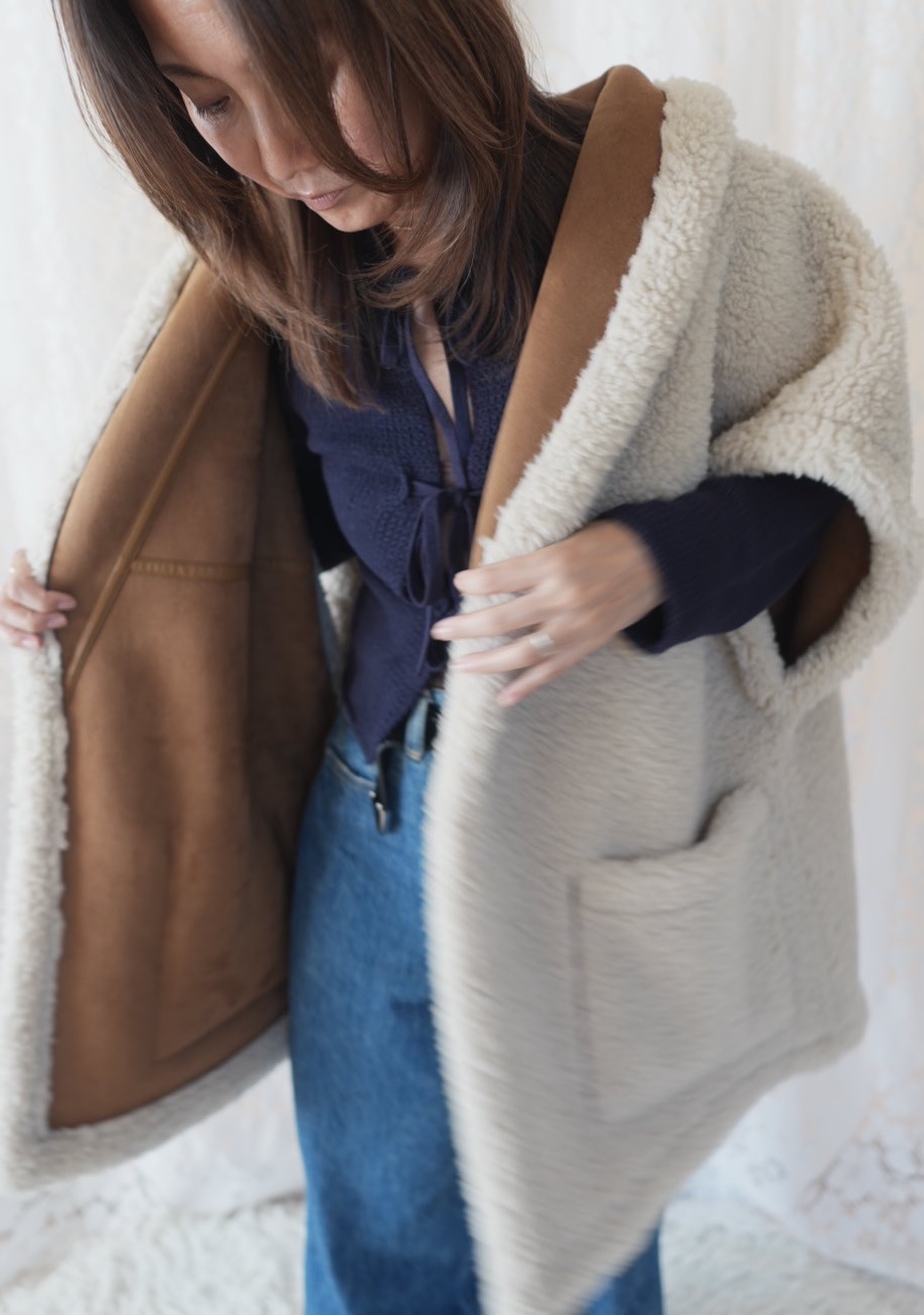 ＜select＞eco mouton reversible vest jacket