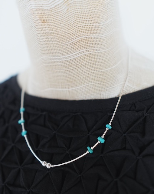 ＜Indian Jewelry＞Turquoise SilverBeads Necklace