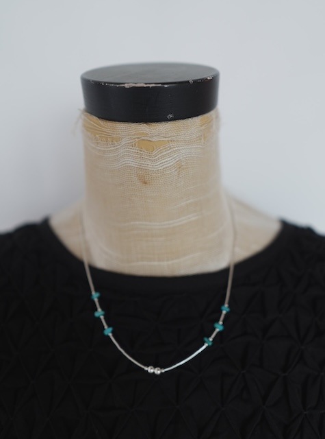 ＜Indian Jewelry＞Turquoise SilverBeads Necklace
