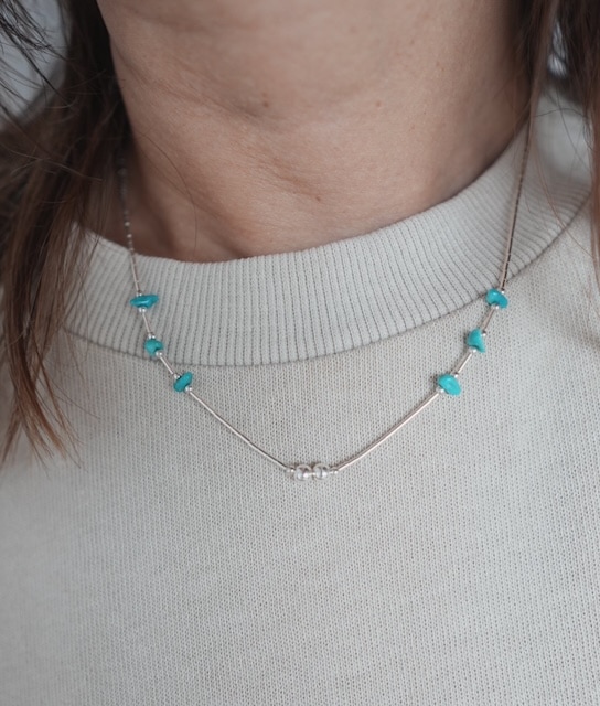 ＜Indian Jewelry＞Turquoise SilverBeads Necklace