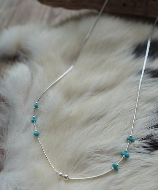 ＜Indian Jewelry＞Turquoise SilverBeads Necklace