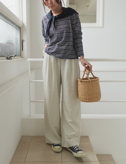 ＜select＞satin twilltuck easy pants
