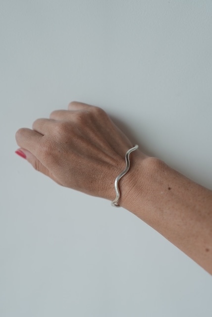 <Indian Jewelry>silver wave bangle