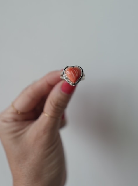 <Indian Jewelry>SpinyOysterShell HeartRing