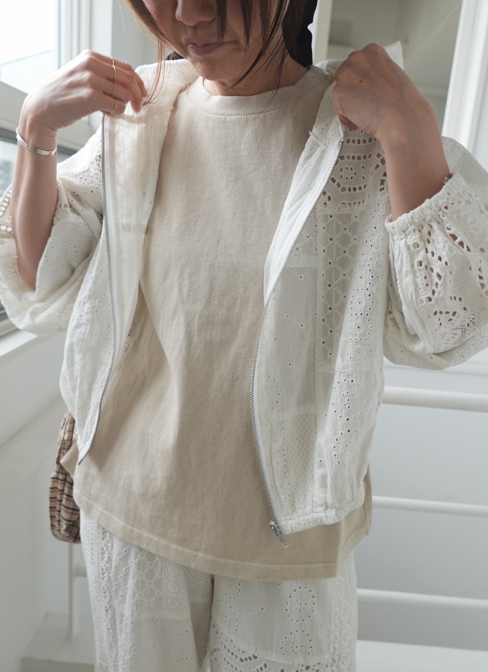 ＜select＞cutwork lace zip jacket
