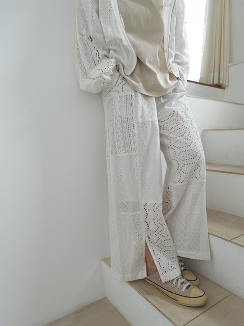 ＜select＞cutwork lace wide easy pants