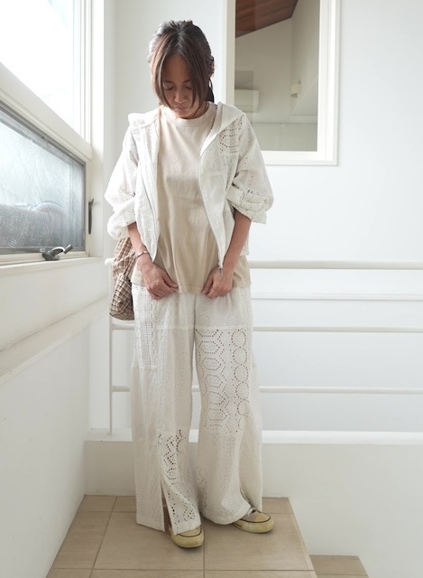 ＜select＞cutwork lace wide easy pants