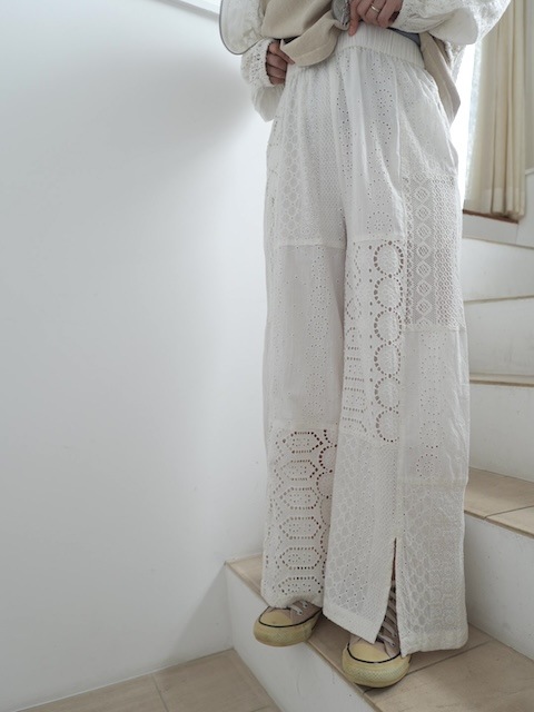 ＜select＞cutwork lace wide easy pants