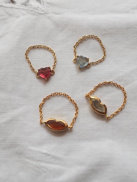 ＜select＞hydro stone heart chain ring