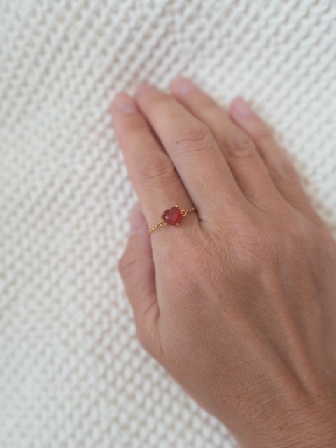 ＜select＞hydro stone heart chain ring