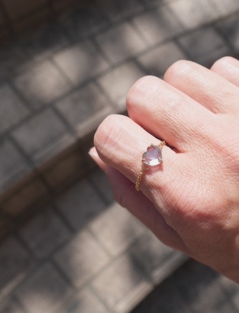 ＜select＞hydro stone heart chain ring