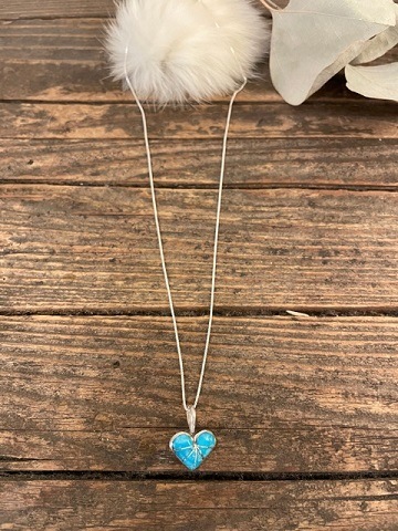 ＜Indian Jewelry＞TurquoiseHeartSilverNecklace