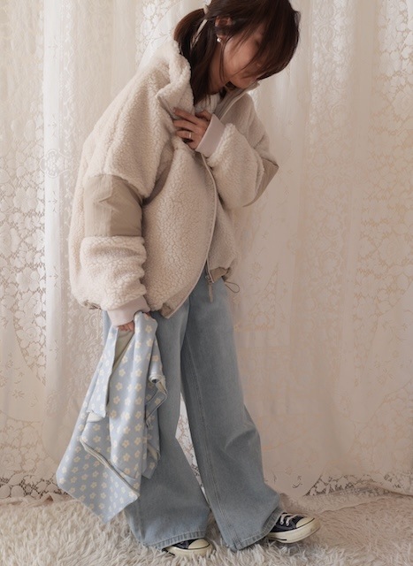 ＜flamingo firm＞stand collar boa blouson