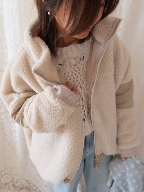 ＜flamingo firm＞stand collar boa blouson