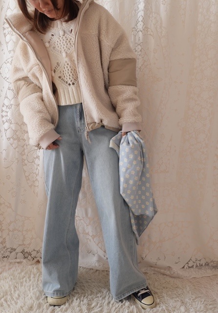 ＜flamingo firm＞stand collar boa blouson