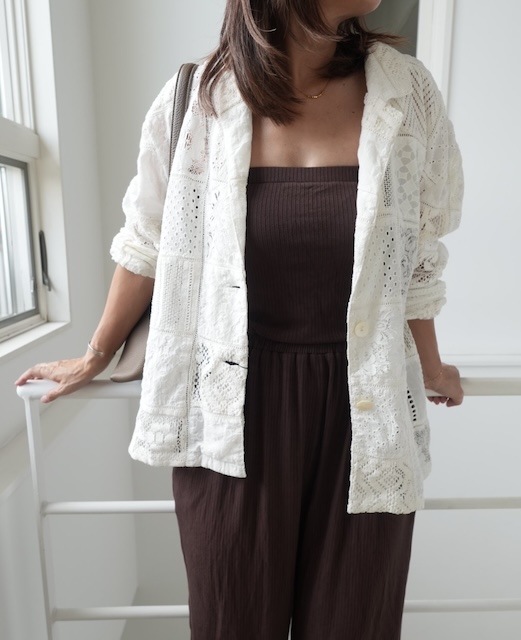 <select>patchwork lace jacket