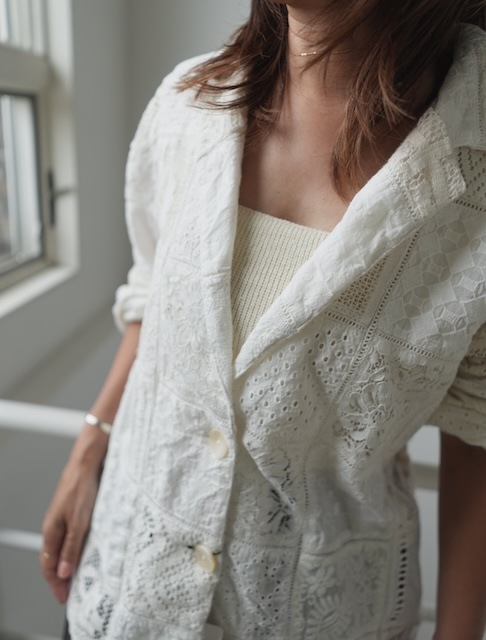 <select>patchwork lace jacket