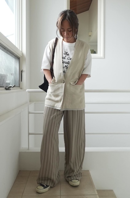 ＜select＞stripe easy pants